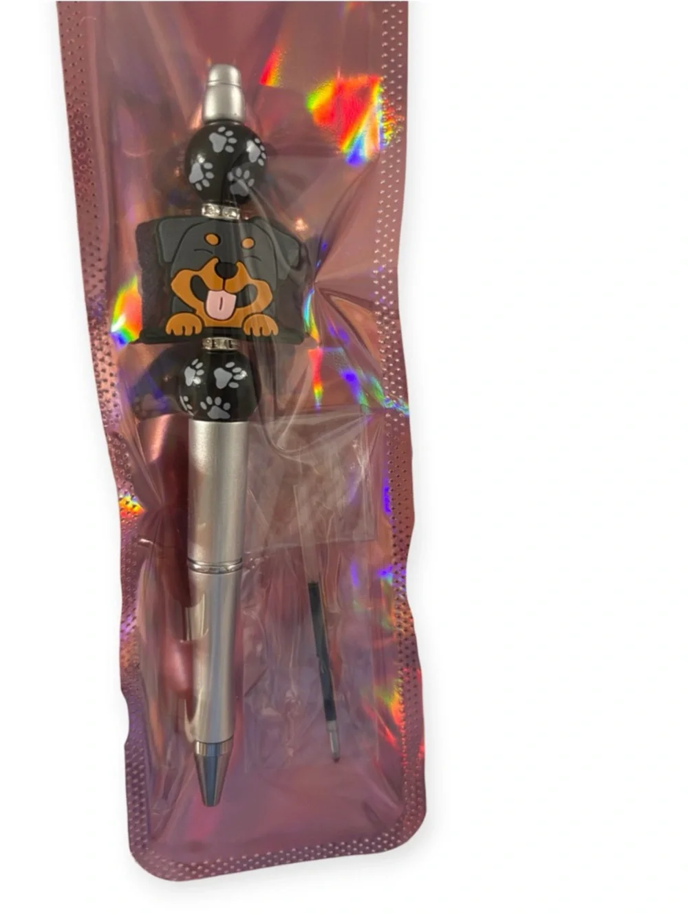 Rottweiler/Dog Theme Beaded Pen in Silver